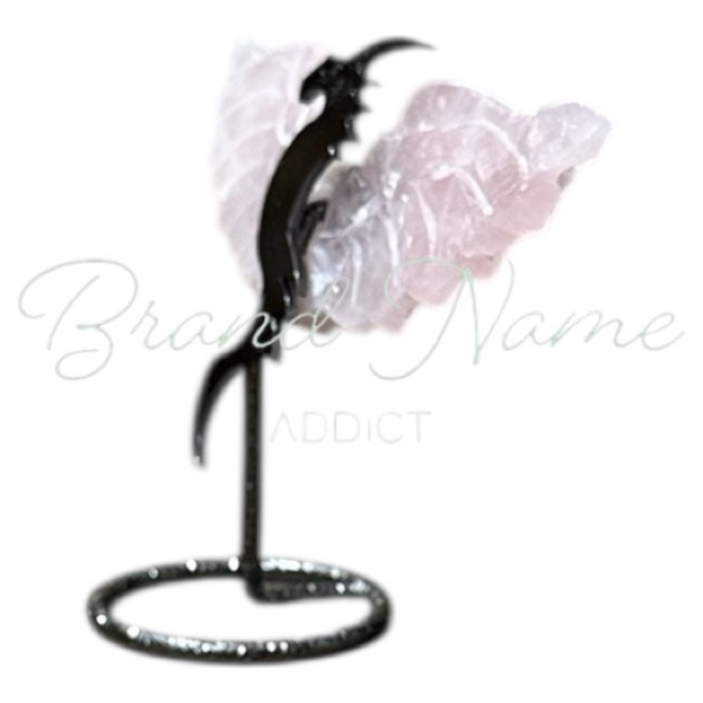 Rose Quartz Mini Wing Metal Dragon Stand - Picture 3 of 5